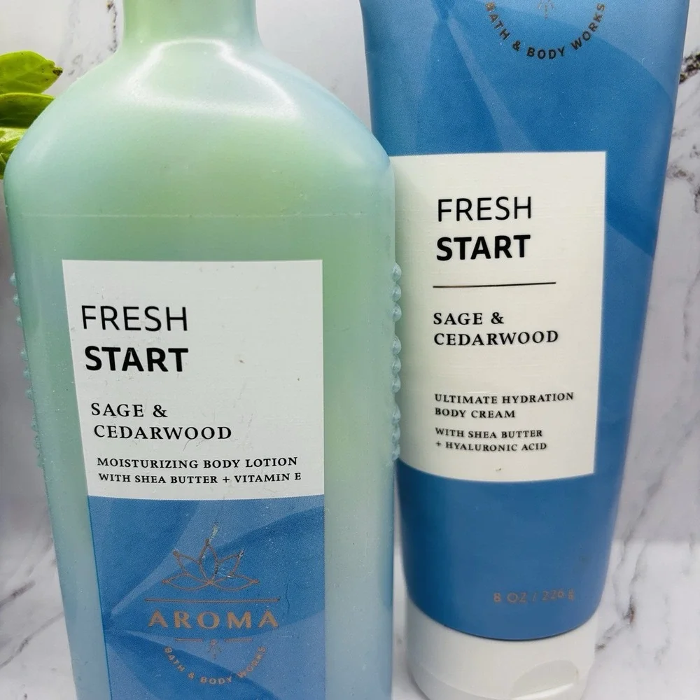 Bath & Body Works Fresh Start Sage & Cedarwood 2 Pc Body Lotion Cream Set